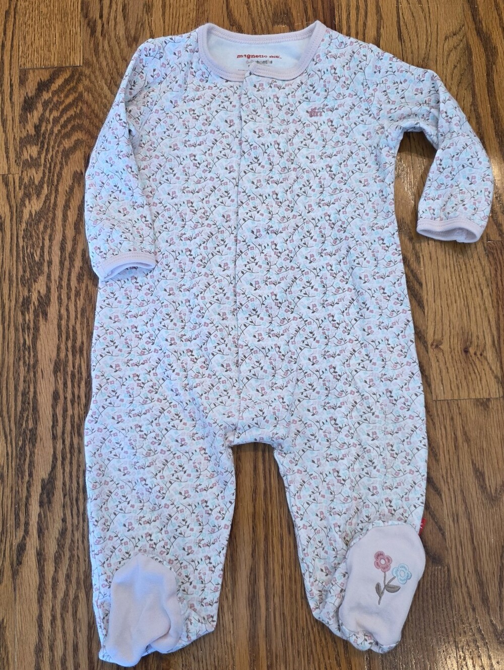 Gerber Pink Floral Quilted Baby One-Piece Footed Pajamas